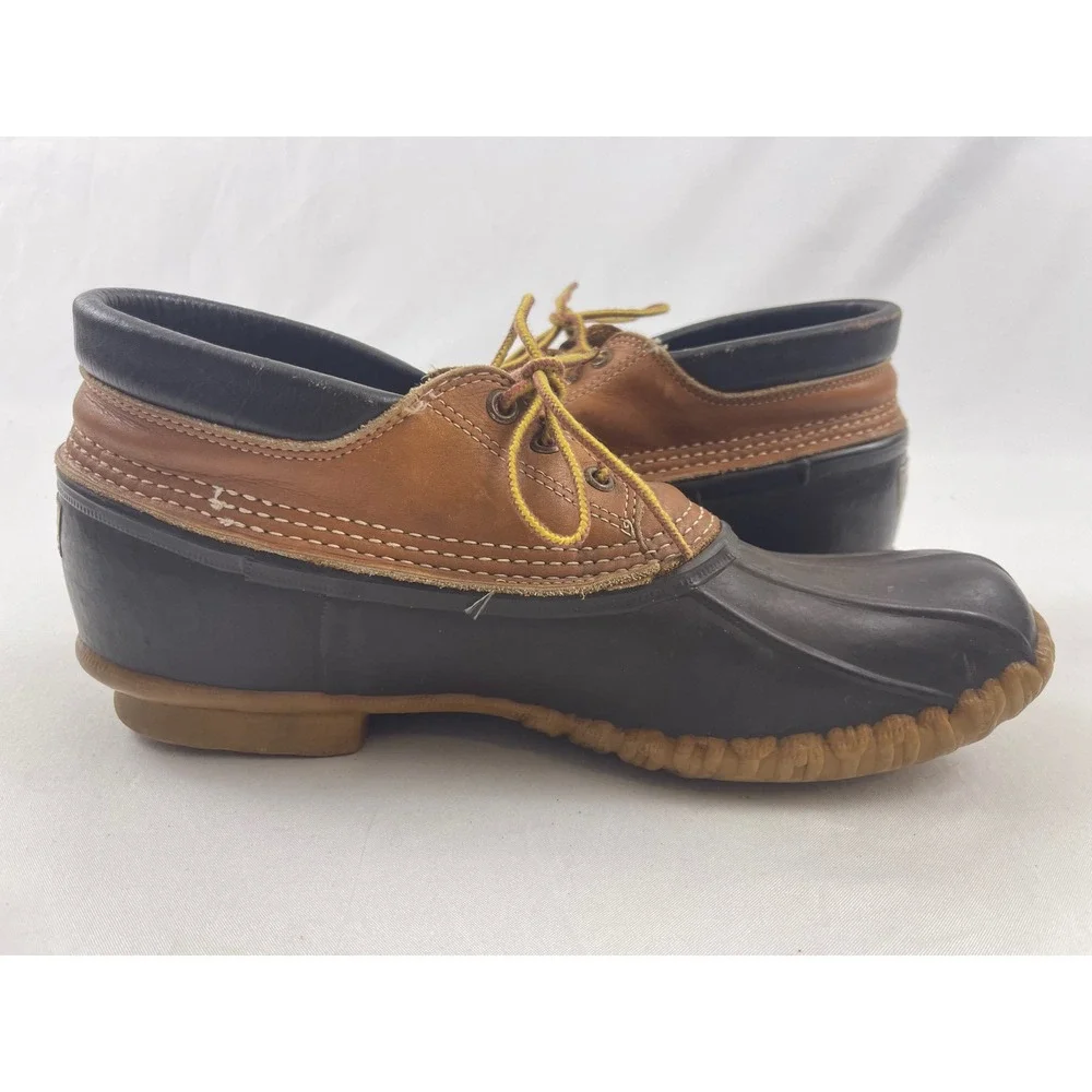LL Bean‎ Maine Hunting Shoe Mens Brown Leather Rubber Duck Boots Low Top Size 10